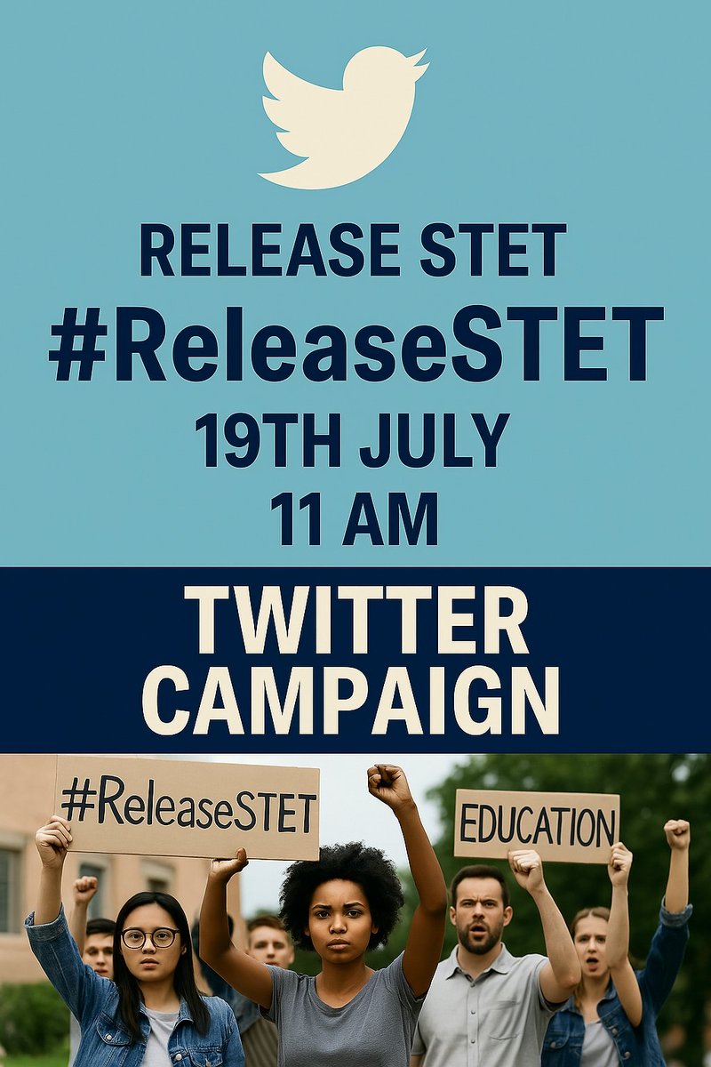 BiharTeacherPGT's tweet image. 📢 सूचना
STET की बहाली की माँग को लेकर एक ट्विटर अभियान आयोजित किया जाएगा 19 जुलाई को सुबह 11 बजे। सभी साथियों से अनुरोध है कि वे इस अभियान में शामिल होकर हैशटैग #ReleaseSTET का उपयोग करें और अपनी आवाज़ को बुलंद करें।
आपका एक ट्वीट बदलाव की दिशा में एक कदम है। आवाज़ उठाएँ! 💪