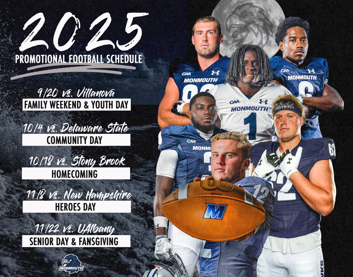 The tide has turned … and the 2025 football season is calling 🌊

🎟️ Single-game tickets are 𝙊𝙉 𝙎𝘼𝙇𝙀 𝙉𝙊𝙒. Visit MonmouthHawks.com/Tickets or call 732-263-5735 to purchase.

Check the promo schedule and lock in your seats! 

#FlyHawks