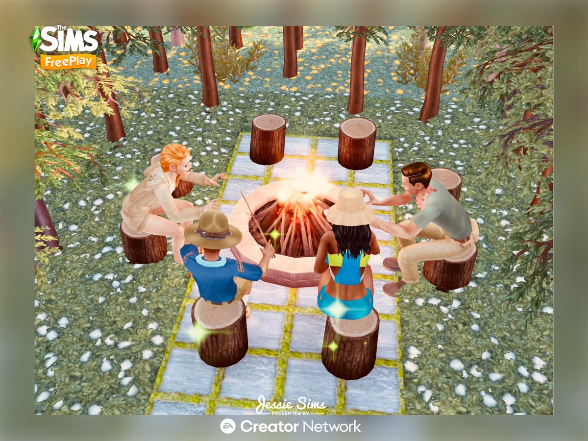 Simmerjessie's tweet image. Create a fabulous campsite for your Sims! Amazing camping items with the Summer Vacation: Get Out of Town! Update! 😎☀️🩷 #SimYourSummer @TheSimsFreePlay