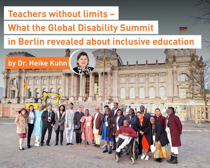 KentPage's tweet photo. #Teachers without Limits: What the @GDS_Disability in #Berlin revealed about inclusive education

"Teachers with disabilities aren't only right-holders who deserve access to training & career development – they're also powerful change-makers improving education for everyone."

Don't miss the inspiring @TeachersFor2030 blog by Dr. Heike Kuhn, Head of the Education Division at
@BMZ_Bund

👉https://t.co/U0lFIa681T

#KeepHopeAlive @EduInt @IDA_CRPD_Forum @GermanyUN @GermanyDiplo @VSO_Intl @HCDJORDAN #222MillionDreams✨📚