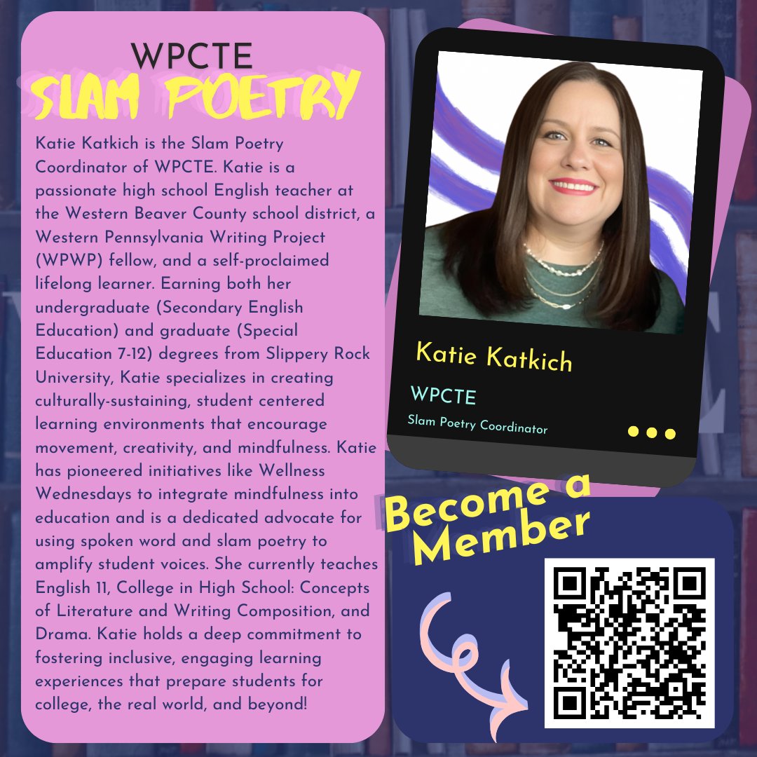 We are excited to announce some new additions to our leadership team! Welcome, Katie Katkich, our Slam Poetry Coordinator!

sites.google.com/view/wpcte/home