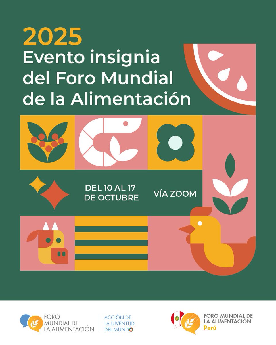 FAOPERU's tweet image. 🌍 El Foro Mundial de la Alimentación 2025 se realizará del 10 al 17 de octubre en #Roma. Participa presencial o virtualmente en esta plataforma que conecta juventudes, ciencia e innovación para transformar los sistemas agroalimentarios.
👉 Inscríbete: …ventregistration.powerappsportals.com/en-US/MeetingR…