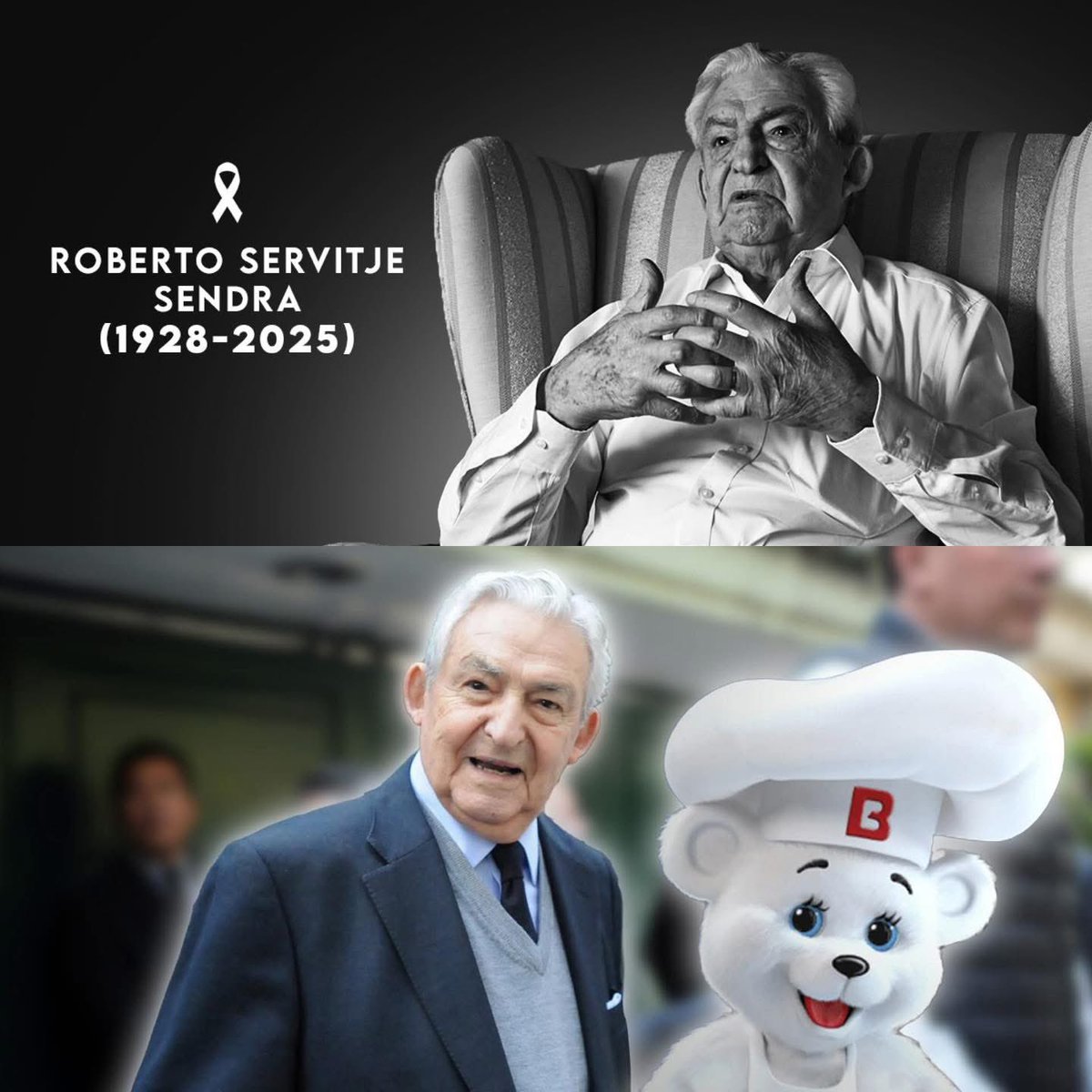 Elperrocholo1's tweet photo. DE ÚLTIMA HORA 

Acaba de morir Roberto Servitje a los 98 años de edad (1928-2025) 

Fue Cofundador de #Bimbo 🍞 y una figura clave del empresariado mexicano 🇲🇽

Ayudó a posicionar la marca mexicana de Bimbo en más de 30 países 

EN PAZ DESCANSE UN GRANDE DE MÉXICO https://t.co/zIDhqrrsdN