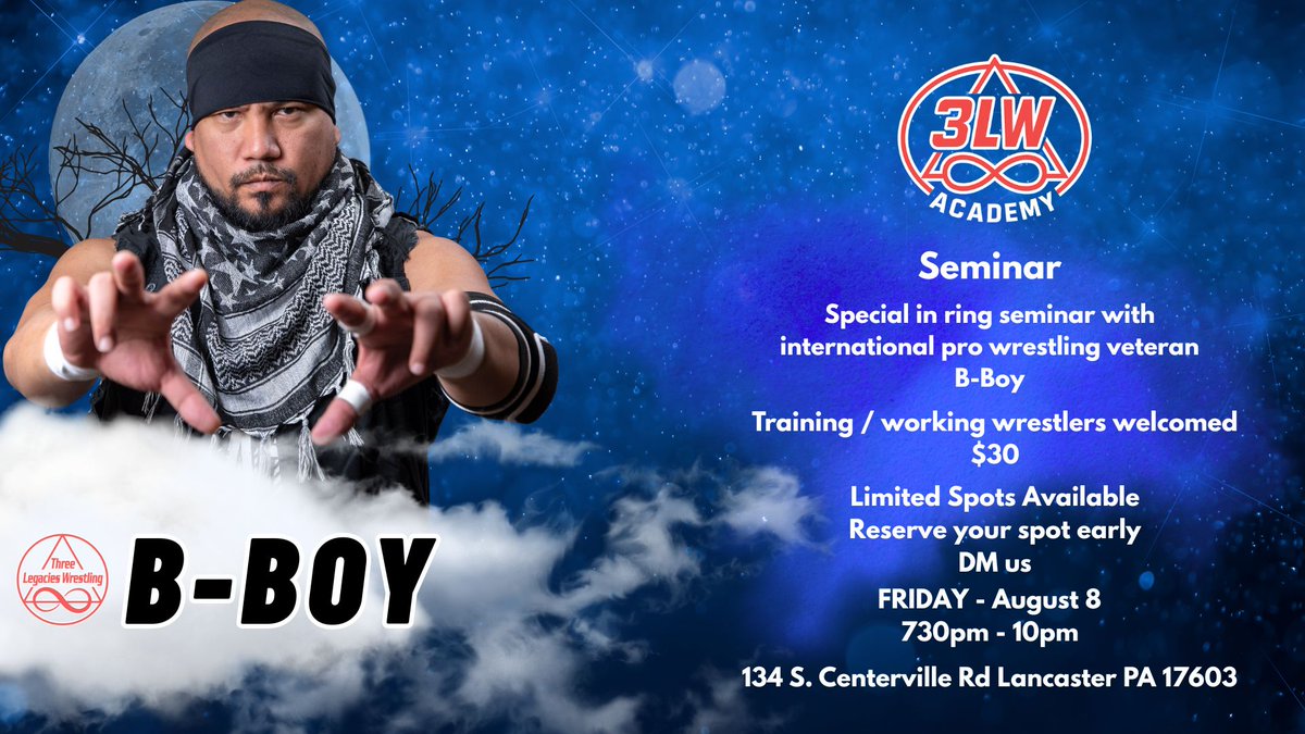 3Legacies's tweet image. Special In Ring Seminar with international pro wrestling veteran @newagepunisher
FRIDAY August 8
730pm-10pm
3LW Academy
$30
Dm to reserve your spots