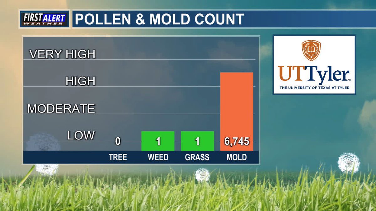 Here is your Pollen/Mold Count from UT Tyler and KLTV for Thursday, July 17, 2025. #pollen