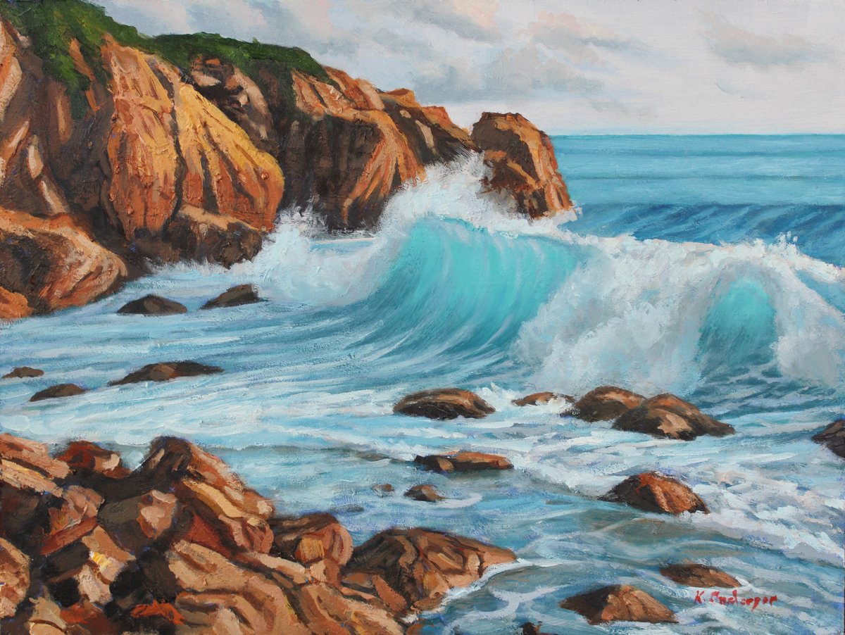 " Breaking Waves " oil on wood panel.