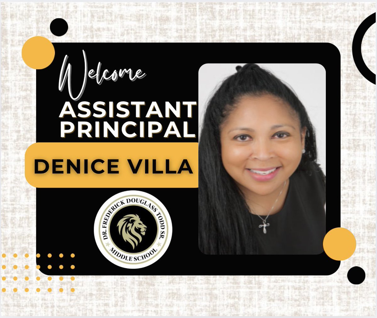toddlions's tweet photo. Let’s congratulate and welcome our new assistant principals, Mrs. Villa and Ms. Malcolm! We’re excited about their skills and leadership attributes contributing to the success of our students, staff, and community! 🦁🖤💛#ExcellenceIsTheStandard https://t.co/scxmi7ASvO