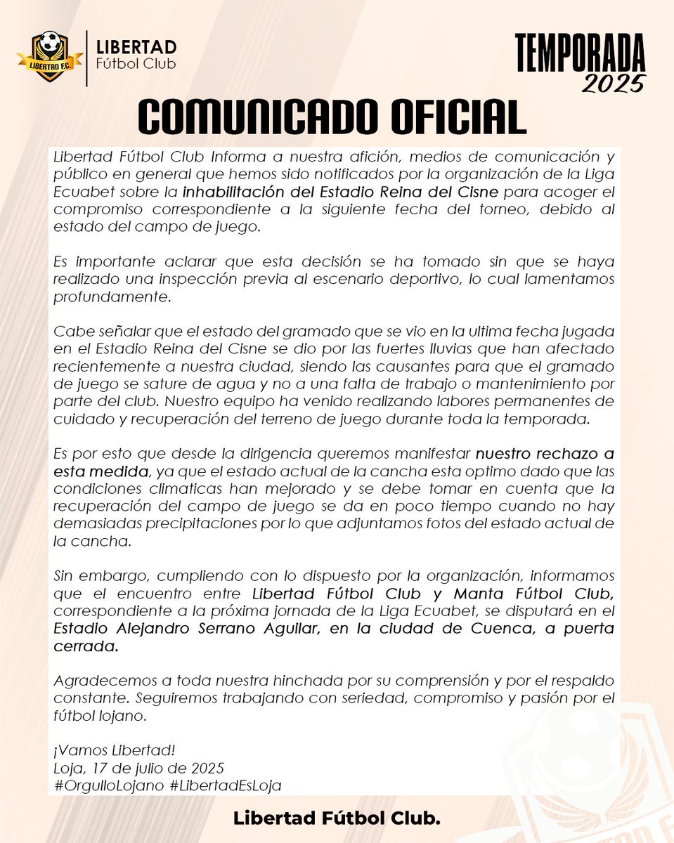 LibertadFC3's tweet photo. Comunicado oficial https://t.co/naz4OAPILB
