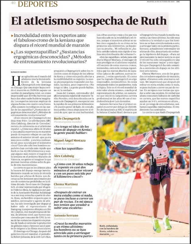 Cuando ganó los 21K Buenos Aires el año pasado, Ruth Chepngetich fue sometida a control y claro; dio negativo.

La sospecha empezó con el récord "sideral" de Chicago en octubre.