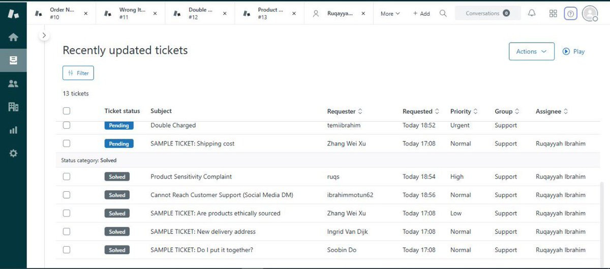 ruqayyahib's tweet image. I took a break from project management tools today and tried my hands on a support tool Zendesk. I created tickets, responded to issues, marked them as solved, and experienced how support workflows actually run. #Day 17 #buildinpublic #virtualassistant