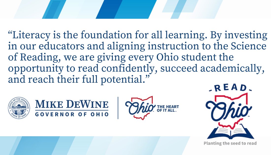 GovMikeDeWine's tweet image. We're continuing our work to raise literacy achievement across Ohio. Today, I joined @OHEducation in announcing 33 schools and districts that will receive a combined $45.9 million to expand access to evidence-based literacy instruction for K-12 students and professional learning…