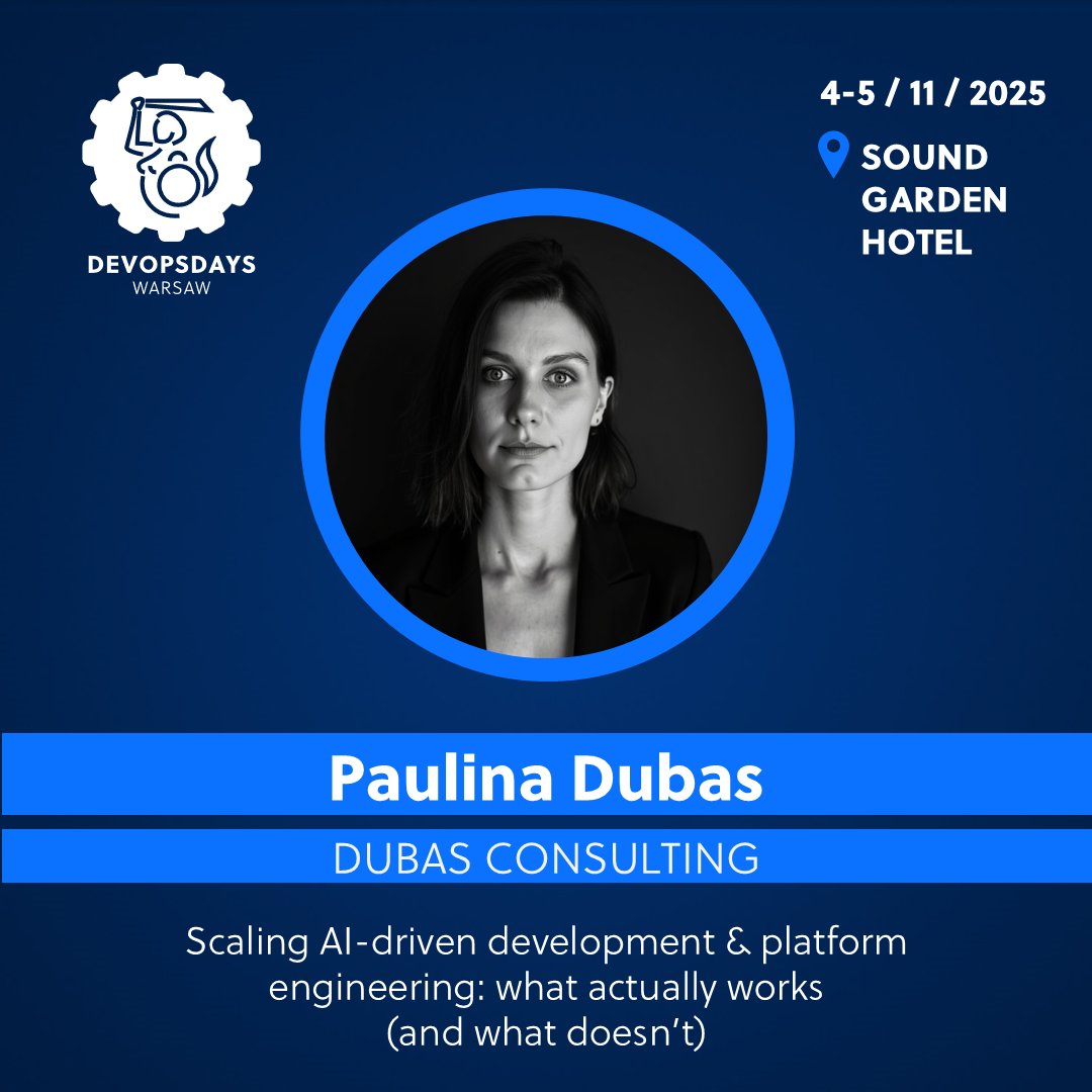 🎙️AI-driven development and platform engineering are reshaping how we build and operate software. In this talk Paulina Dubas will share why that happens—and what to do about it. 
Join her at #DevOpsDaysWarsaw2025:
devopsdays.pl #DevOps #DevOpsDays #DevOpsDaysWarsaw #AI
