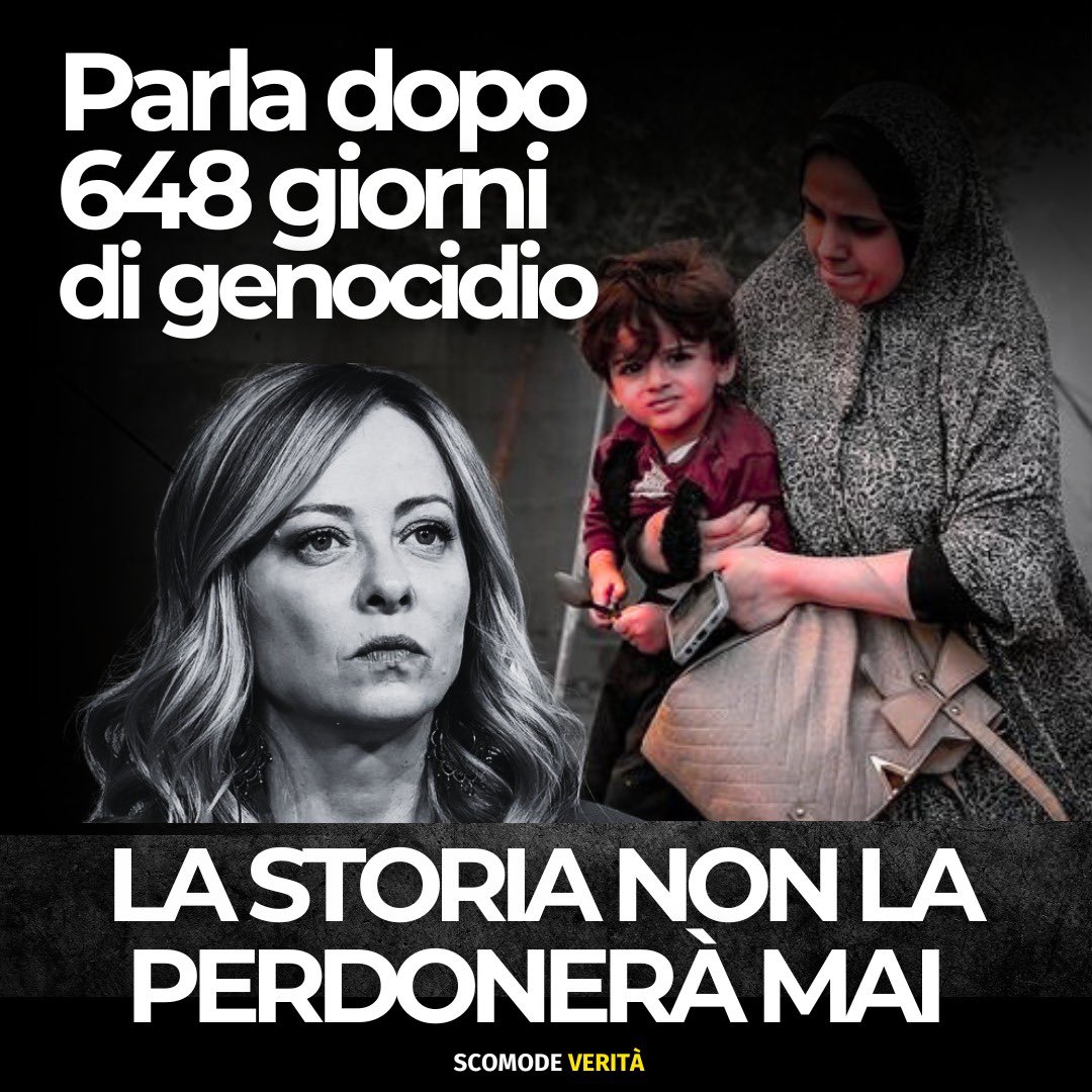 ale_dibattista's tweet image. Dopo 648 giorni di genocidio @GiorgiaMeloni ha parlato. Ma non lo ha fatto quando Israele ha ucciso civlli in fila per il pane. Lo ha fatto dopo che un raid israeliano ha colpito una chiesa cattolica. Leggete qui 👉 alessandrodibattista.substack.com/p/648-giorni-d… e iscrivetevi al mio canale Substack