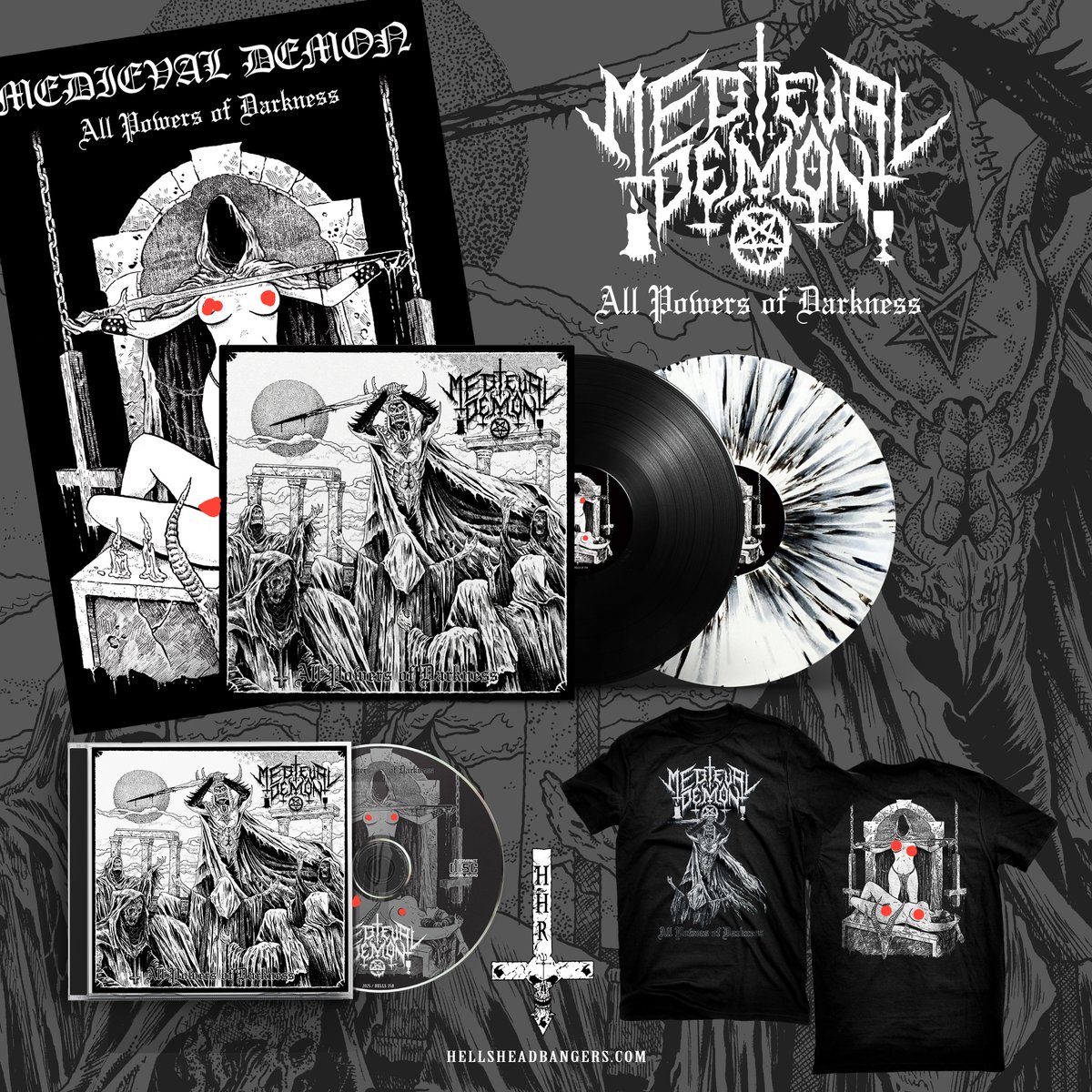MEDIEVAL DEMON "All Powers of Darkness" LP, CD, DL, TS now available for pre-order; ships next month. Vinyl going fast!

💀 Get it here:
shop-hellsheadbangers.com/item-group.asp…