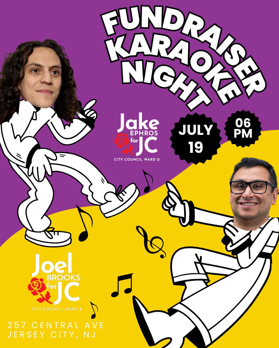whit strub (@whitstrub) on Twitter photo I personally detest karaoke and would rather clean my bathroom than endure it so I'll be missing this one, but that's just me; the rest of you should go support our excellent DSA Jersey City council candidates <a href="/jake_ephros/">Jake for JC</a> & <a href="/JoelBrooks4JC/">Joel Brooks</a> on the basis of this amazing art alone I personally detest karaoke and would rather clean my bathroom than endure it so I'll be missing this one, but that's just me; the rest of you should go support our excellent DSA Jersey City council candidates <a href="/jake_ephros/">Jake for JC</a> & <a href="/JoelBrooks4JC/">Joel Brooks</a> on the basis of this amazing art alone