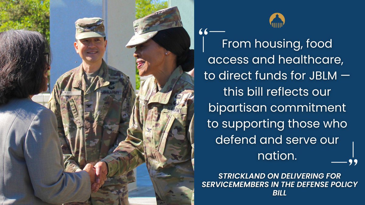 RepStricklandWA's tweet image. This week, I fought for servicemembers, for their families, and for the future of our Armed Services. I am proud to have secured several wins for those who defend and serve our nation.
Read: strickland.house.gov/2025/07/16/str…