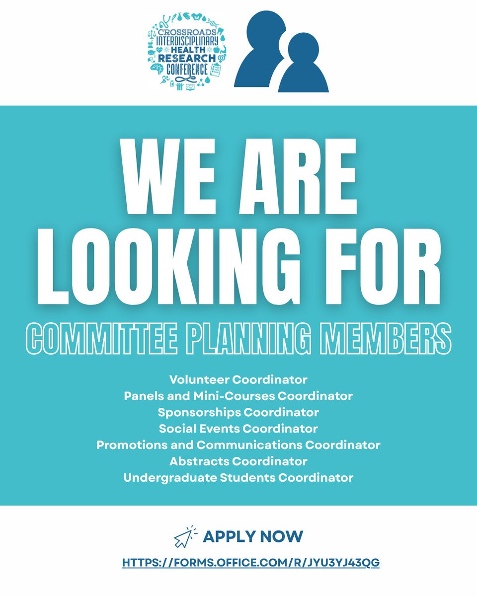 Interested in being a part of the 2025-26 Crossroads Interdisciplinary Health Conference Planning Committee? Apply NOW! 📣🌎🔬

If you are interested in applying, please fill out this link: lnkd.in/eMimbTnQ!