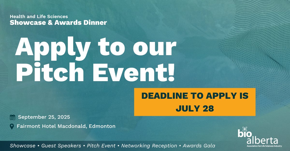 Pitch application deadline: July 28!
US and Canadian investors are coming to #HLSS2025 looking for Alberta’s most innovative life sciences companies.

Last year: $500K+ USD funding secured.

🎤 Apply to pitch: bioalberta.com/events/health-…

#AlbertaLifeSciences #StartupFunding