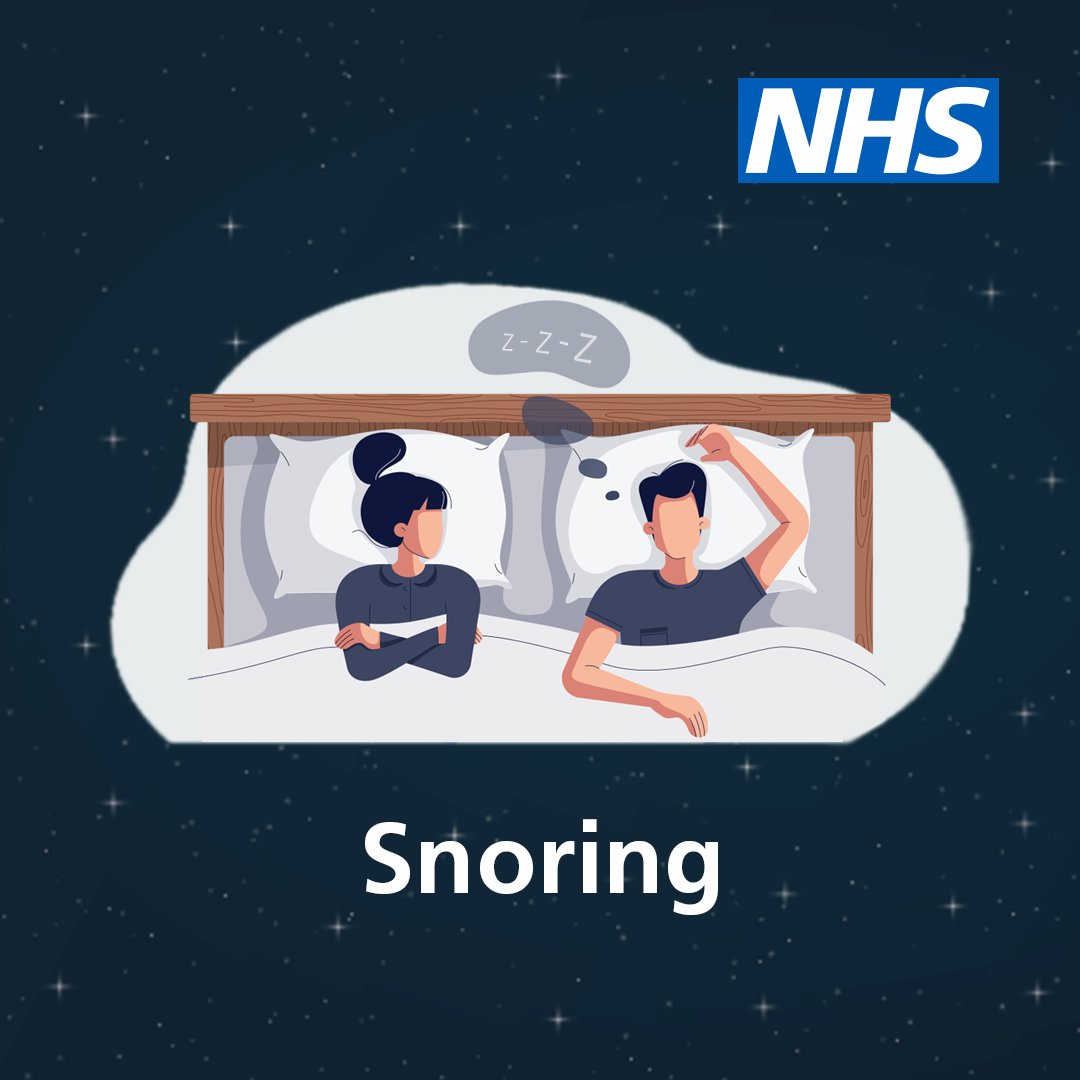 NHSuk's tweet image. Snoring is very common and is not usually caused by anything serious.
Simple lifestyle changes can help stop or reduce snoring.
To find out more, visit nhs.uk/conditions/sno…