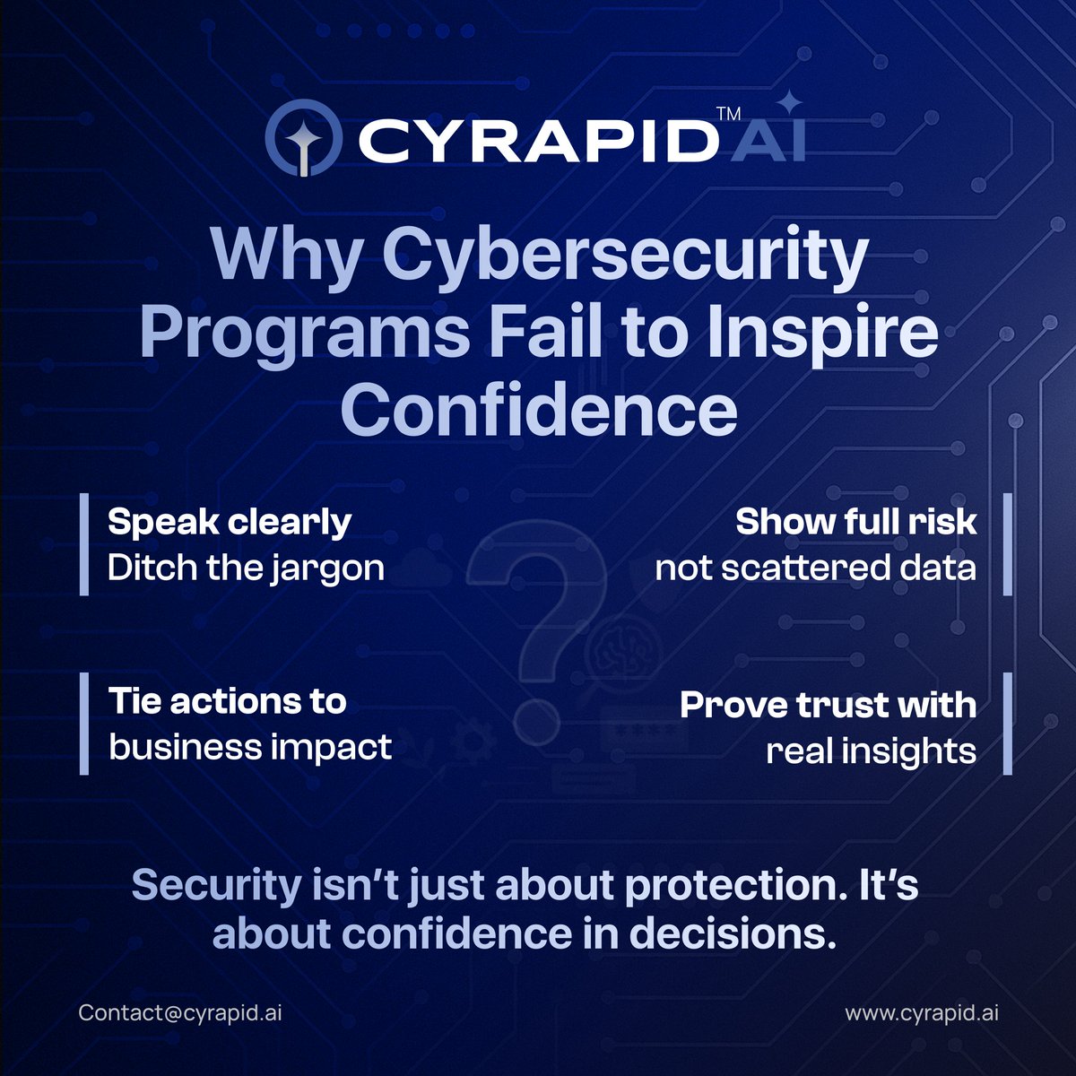 CYRAPID_GenAI's tweet image. Filed away. Forgotten. Useless when it matters.

4 steps to keep your security strategy relevant:
✔ Clarity
✔ Visibility
✔ Relevance
✔ Confidence

Stop treating cybersecurity like a checklist.

#CyberRisk #CISO #RiskManagement #Cybersecurity #TPRM #CYRAPIDAI