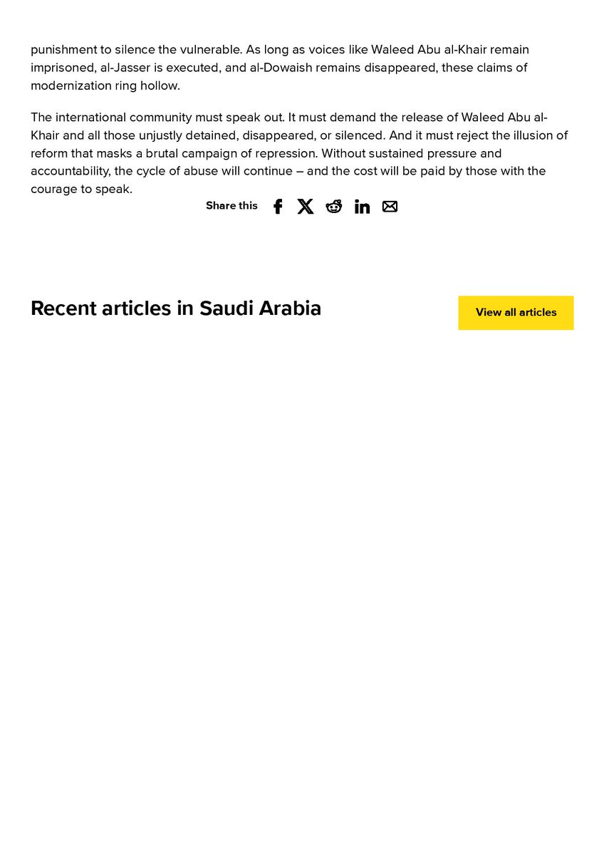 WaleedAbulkhair's tweet image. A report by @IFEX on the ongoing detention of Waleed Abu al-Khair
@ADHRB @ALQST_ORG @ALQST_En