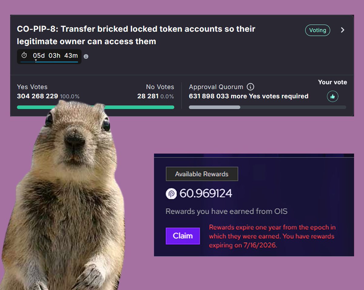 Don't forget to claim the PYTH tokens and send them back to staking. This is not only financial literacy, but also a way to contribute to serious proposals that affect the project.

To put it in numbers: 
Governance Total Staked ➱ 1.4B PYTH. 
OIS Total Staked ➱ 956M PYTH. 
OIS