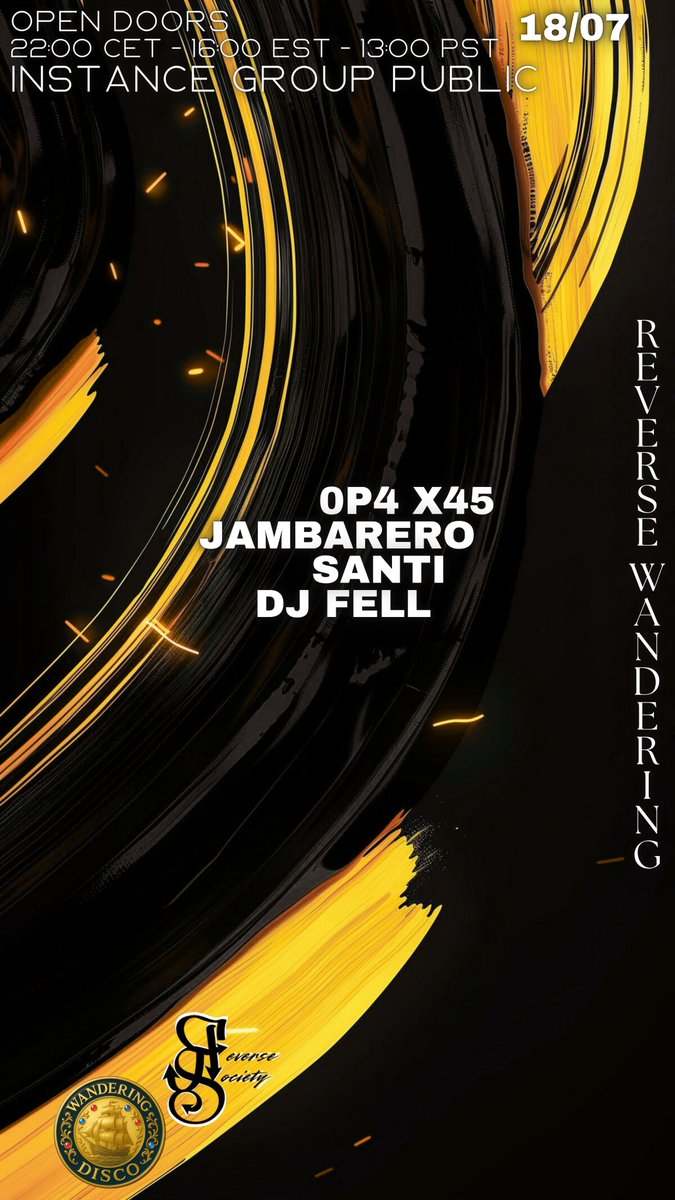 WanderingVR's tweet image. This Friday we are having an EU collab with @ReverseSociety0 ! Don't miss out an awesome DJ selection and lots of music!
Open Doors: 22:00 CET