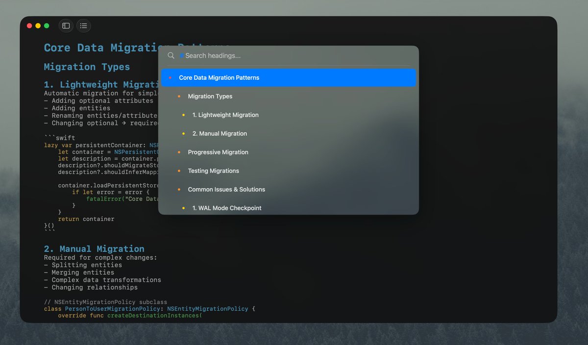 ahmedash95's tweet image. In the last couple of days, I have enhanced #NoteDown by adding several core features essential for any notes app:
- Outline list (Table of Contents)
- Command Palette
- Finding files
- Outlines list
- Cloud Sync support for iCloud and Google Drive
It will beโฆ
