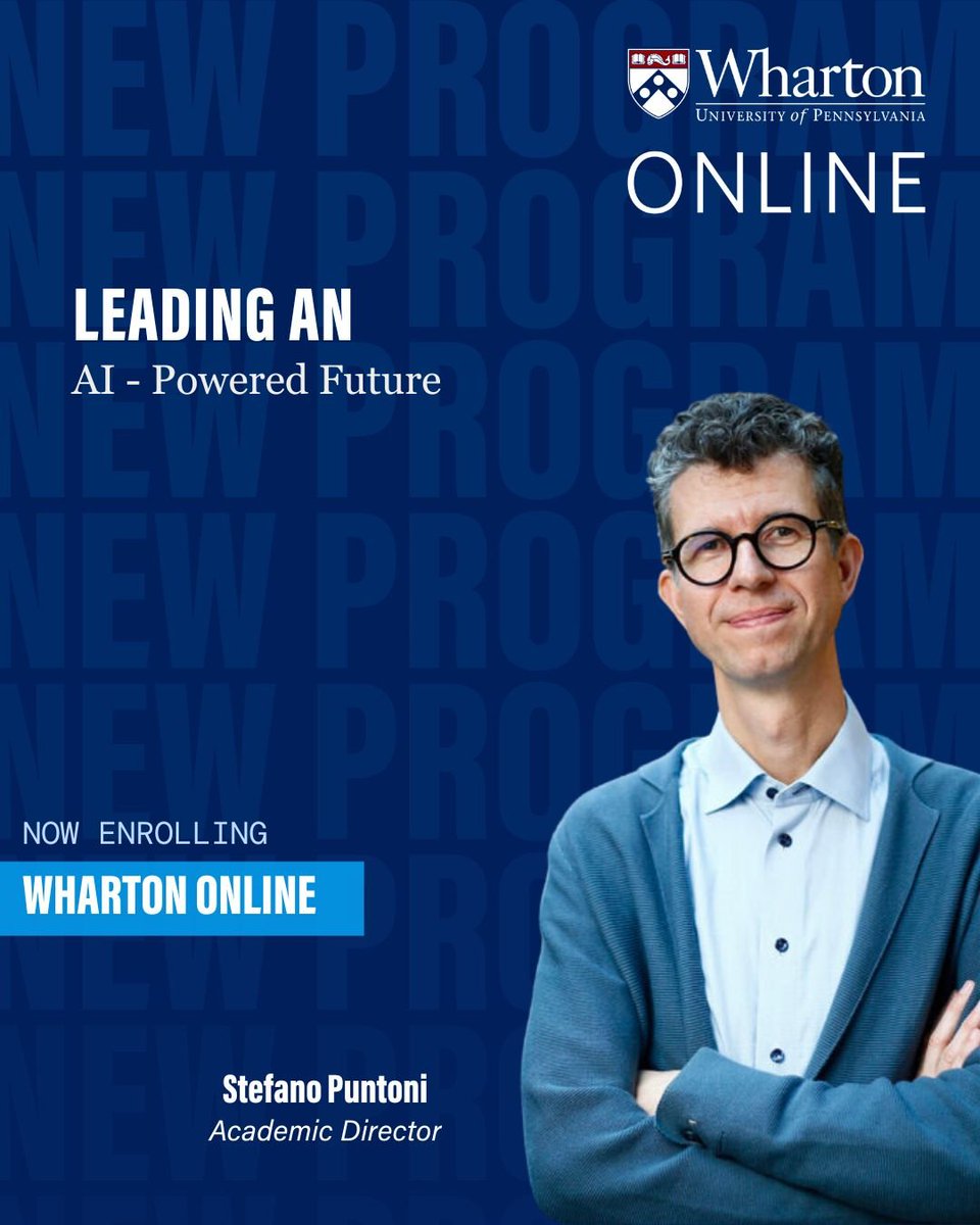 WhartonAIAI's tweet image. New from #WhartonExecEd and @WhartonOnline: Leading an AI-Powered Future – a self-paced online program designed to help you lead with confidence. Gain valuable AI insights and practical use cases from leading Wharton faculty.
whr.tn/3IgW2Sx