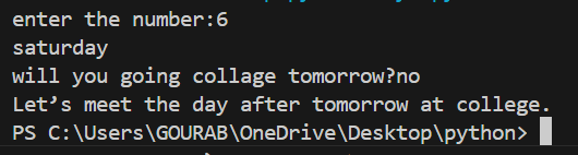 Gaurab_on_X's tweet image. #Day7 of #30DaysOfPython
Explored match-case statements today 🔁
Converted user input into weekdays & responses like “yes”, “no” using clean code logic.
Python makes it simple & fun!
#Python #CodeNewbie #100DaysOfCode #DevJourney