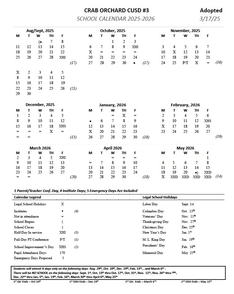 2025-2026 School Calendar