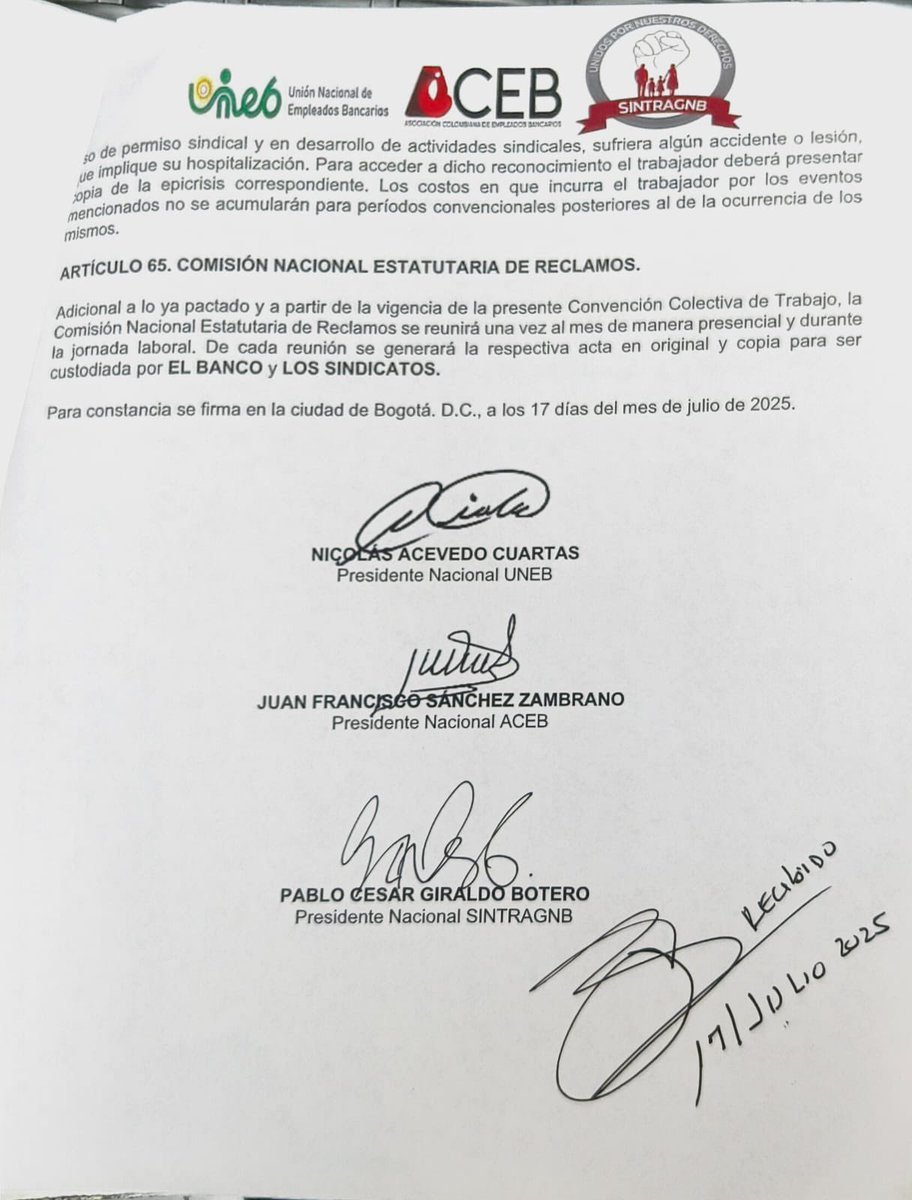 #AgendaUNEB Tarea de presentación del pliego de peticiones de los/las trabajadores/ras del Banco GNB Sudameris. ¡Voces que empoderan, derechos que transforman!  ¡Uneb sí vale la pena!