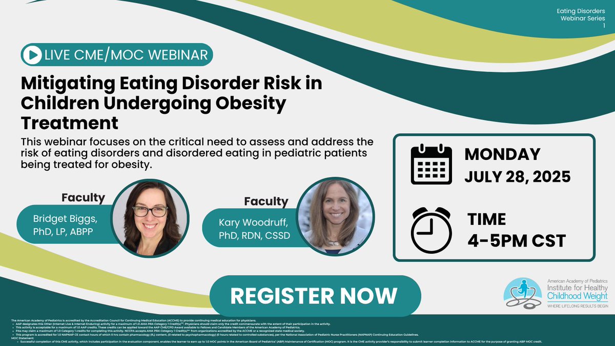 📢 Join our webinar to learn about mitigating eating disorder risks in children undergoing obesity treatment. Register here: tinyurl.com/yrhehyx6