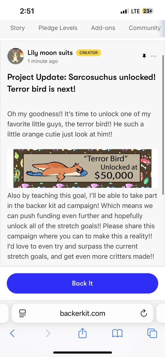 Next up is the terror bird!! This little guy is going to be one of my favorite ones already I can tell! The sample has already been started on him!! 

Please consider sharing if you can’t back it yourself! Every share helps!