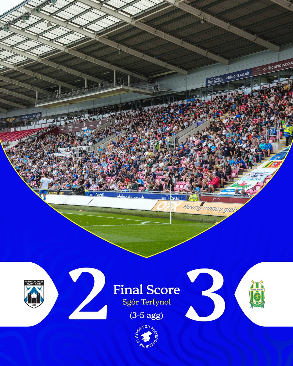 Haverfordwest County AFC 🏴 (@haverfordwestfc) on Twitter photo A heroic performance from the Bluebirds on an evening that promised so much, as we bow out of <a href="/Conf_League/">UEFA Conference League</a> qualifying.
A huge thank you to everyone who joined us at <a href="/official_parc/">Parc y Scarlets</a> this evening, and we'll see you at the <a href="/OgiWales/">Ogi</a> Bridge Meadow very soon 💙
#BluebirdsInEurope A heroic performance from the Bluebirds on an evening that promised so much, as we bow out of <a href="/Conf_League/">UEFA Conference League</a> qualifying.
A huge thank you to everyone who joined us at <a href="/official_parc/">Parc y Scarlets</a> this evening, and we'll see you at the <a href="/OgiWales/">Ogi</a> Bridge Meadow very soon 💙
#BluebirdsInEurope
