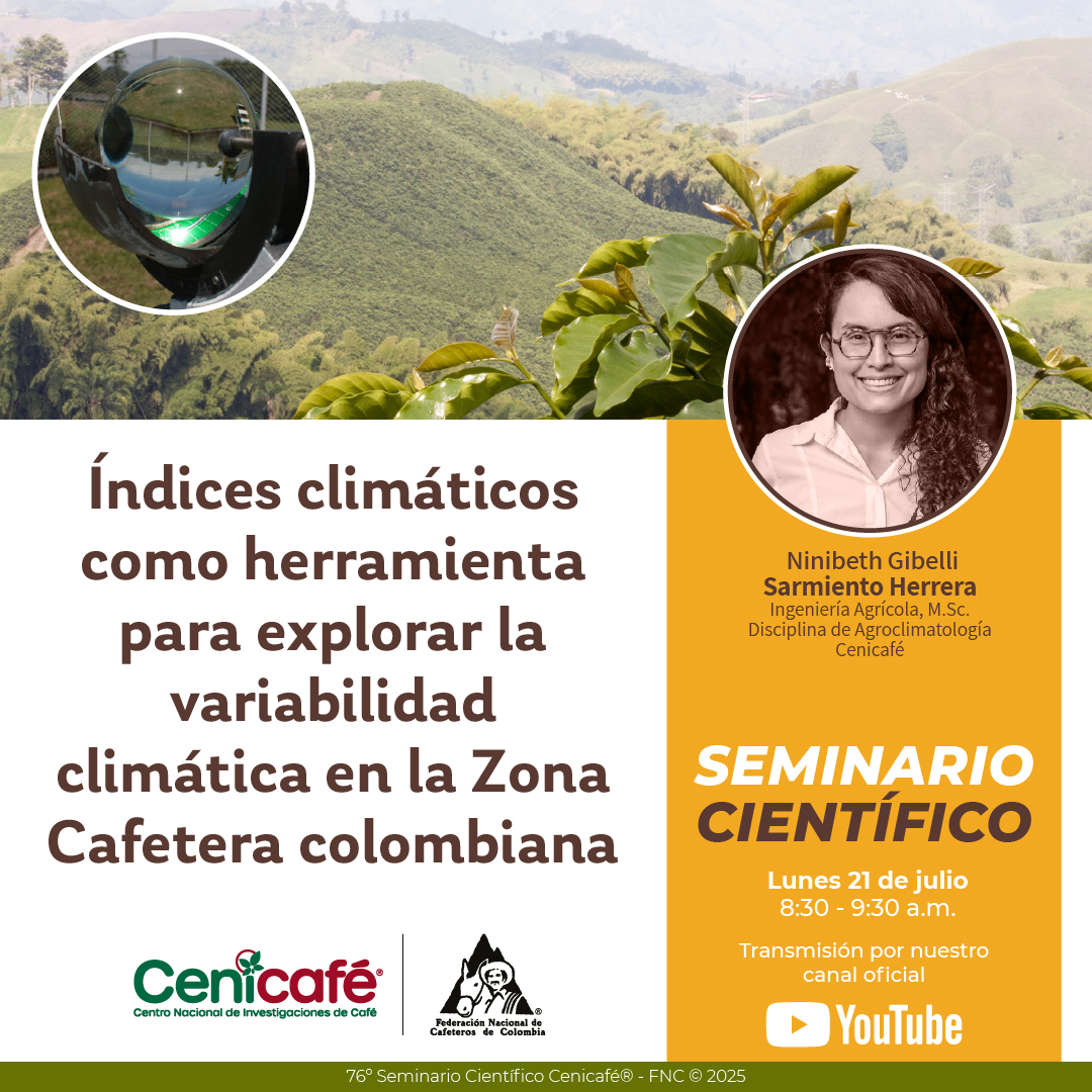 CENICAFÉ (@cenicafe) on Twitter photo Seminario científico.
Índices climáticos como herramienta para explorar la variabilidad climática en la Zona Cafetera colombiana
🗓️Lunes 21-jul-25
⌚️08:30 a.m.
Participe en youtube.com/c/Cenicaf%C3%A…
+ información acortar.link/4bvPLc
#cenicafe
#MásFederación
<a href="/FedeCafeteros/">Federación Nacional de Cafeteros</a> Seminario científico.
Índices climáticos como herramienta para explorar la variabilidad climática en la Zona Cafetera colombiana
🗓️Lunes 21-jul-25
⌚️08:30 a.m.
Participe en youtube.com/c/Cenicaf%C3%A…
+ información acortar.link/4bvPLc
#cenicafe
#MásFederación
<a href="/FedeCafeteros/">Federación Nacional de Cafeteros</a>