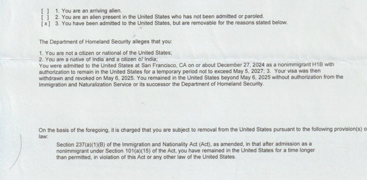 anil_am22's tweet image. *H1B 60 day grace is RISKY now*
-Notice to appear in Immigration courts are sent for deportation
-Ask employer to NOT withdraw H1B until you get a new Job
-Filing COS to H4/B1/B2 is legal but they seem to ignore it!
via @skhedekar on LinkedIn