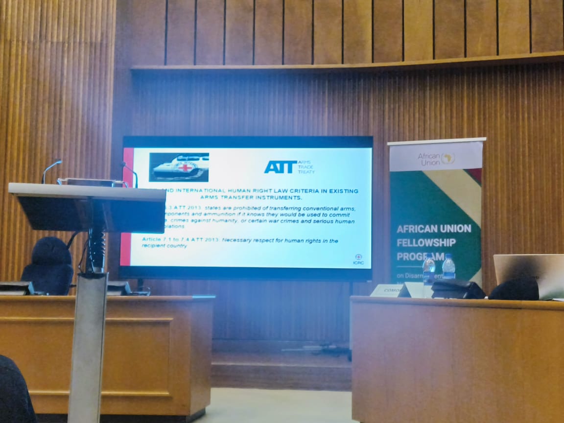 ICRC_AfricUnion's tweet image. Today the ICRC made a presentation at the ongoing #AUFellowship on #Disarmament highlighting the humanitarian imperative of #Regulating #Arms transfers which is part of #Upholding #Respect for International Humanitarian Law #IHL. @AUC_PAPS