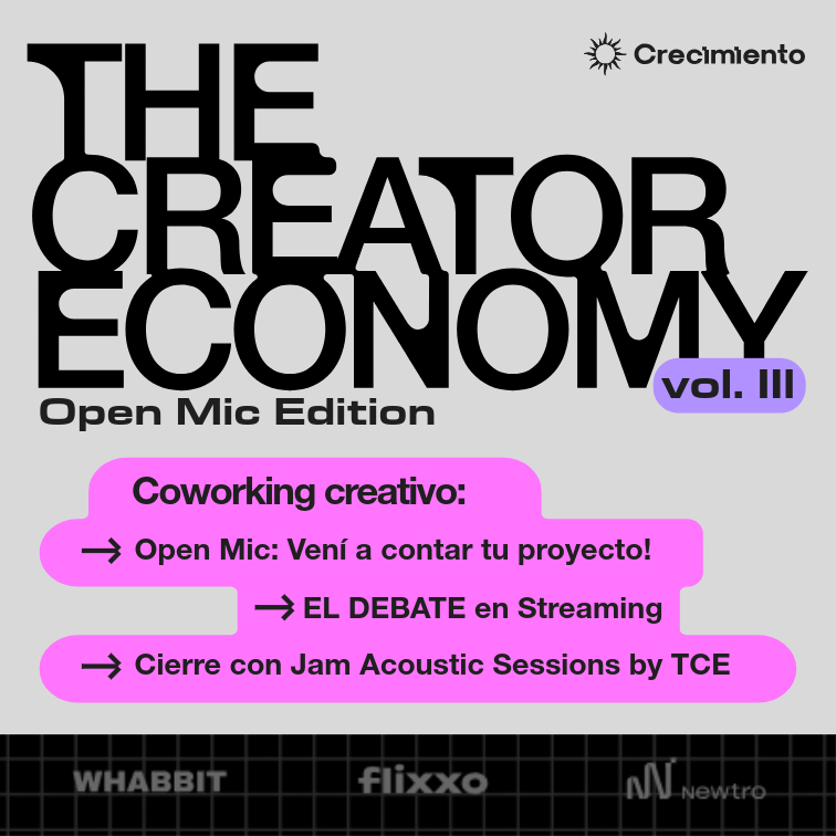 🚨 Tomorrow is event day! 🚨
See you from 3 PM at <a href="/crecimientoar/">Crecimiento 🌞</a> for The Creator Economy Vol. III, with <a href="/somoswhabbit/">WHABBIT</a> ✨

We’ll have creative coworking, open mic, a print fair by artists from our collective, interviews, and a live music jam! 

Join us here:🔗