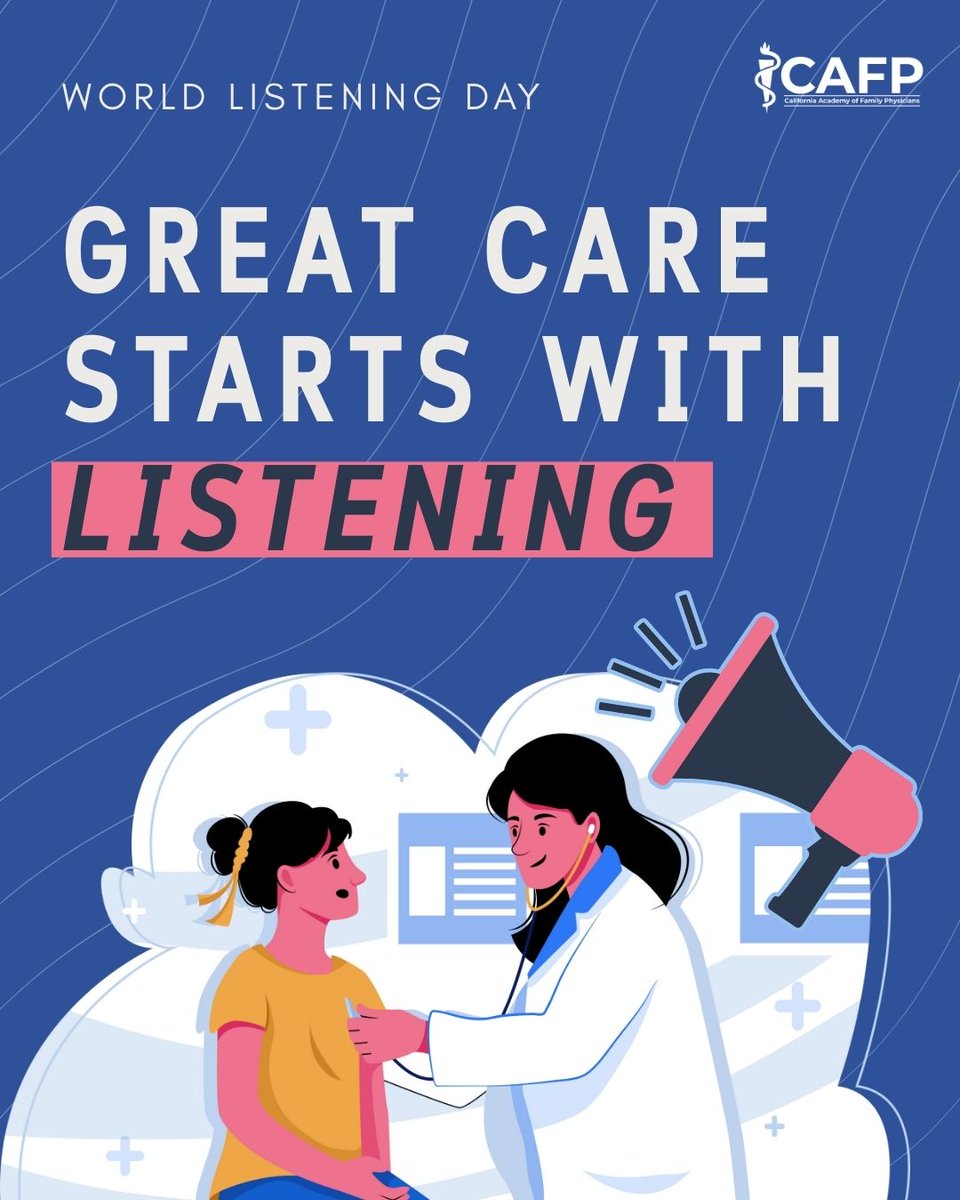 Today is World Listening Day—a reminder that listening is at the heart of family medicine.

Whether it’s tuning in to a patient’s story, hearing the concerns of a community, or amplifying voices in advocacy, listening is how we build trust, improve care, and drive change.