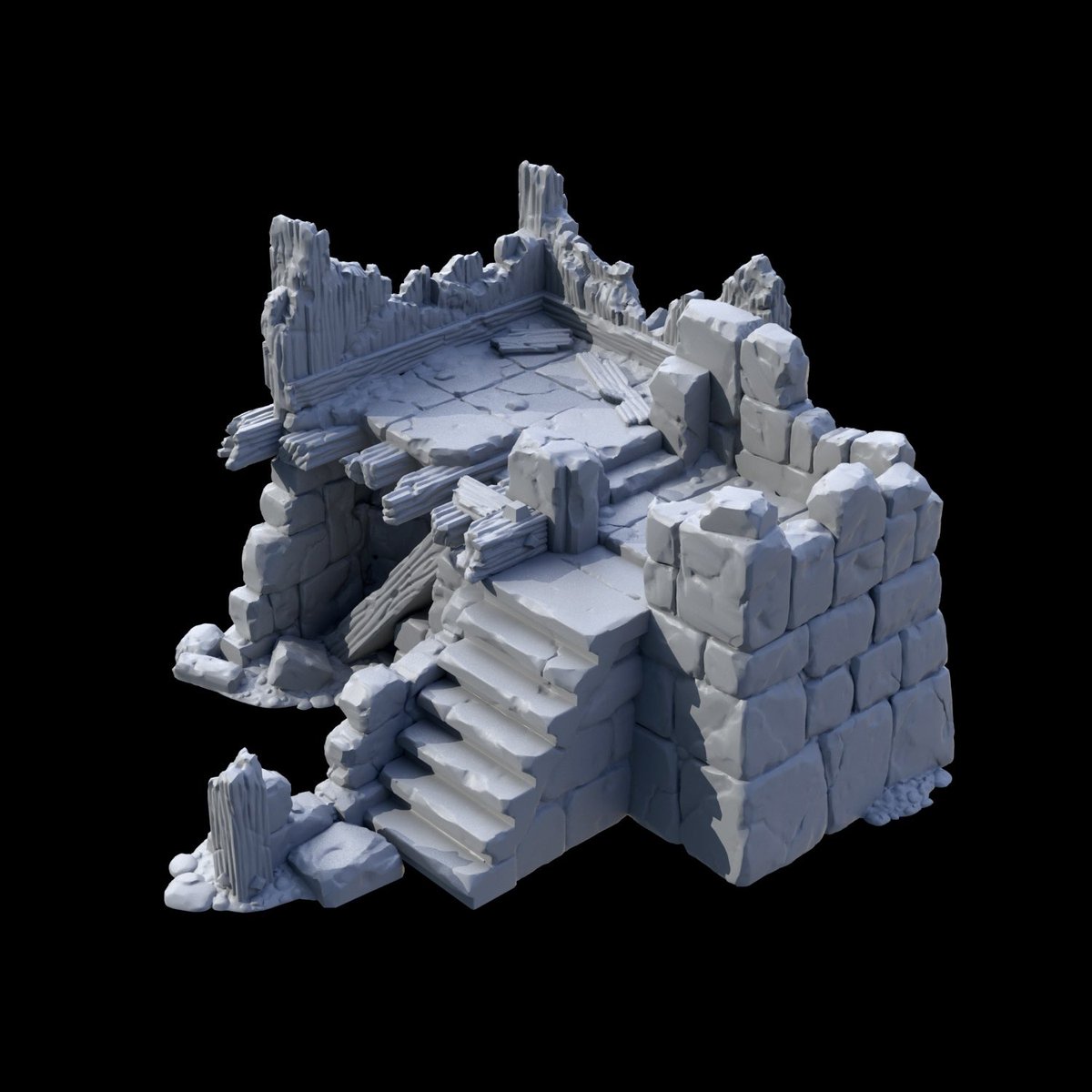 Dark_Fantastic's tweet image. We’re going to try and get the new Jagerholm set out tomorrow - here’s the ruined Fortified Manor, which is test printing tonight 🤞. Physical set first, STLs next week 👊😈
