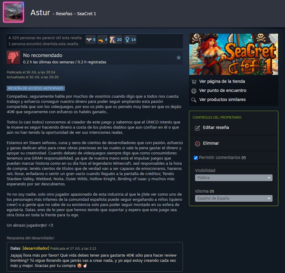Dalas sabe tanto de juegos que se cree que este pive, con 20 minutos de uso, no ha pedido el refund en cuanto ha publicado la reseña