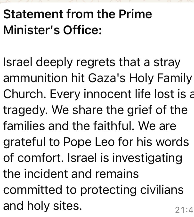 AnshelPfeffer's tweet image. Interesting pivot in Israeli government’s attitude towards the Vatican from all but ignoring Francis’ death 3 months ago to “gratitude” now for Leo’s words. Netanyahu just got an earful on this from Trump who wants to be on the Pope’s good side apparently