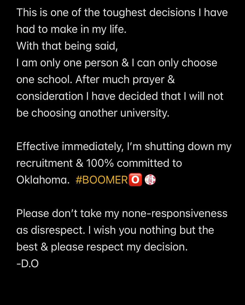 nolimitd3__'s tweet image. I’m home sooner family 100% committed !!! #BoomerSooner 🅾️