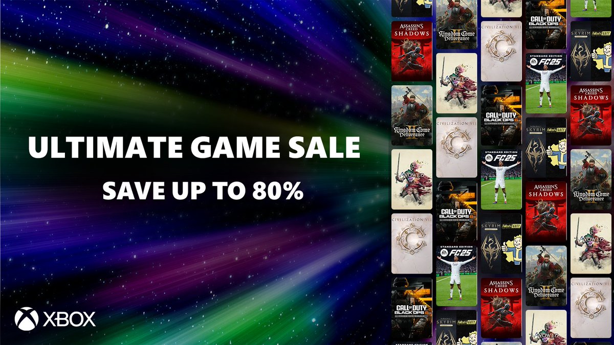 Xbox's tweet image. The Ultimate Game Sale! The name says it all, really.
Go check out the games: xbx.lv/3UkhWH8