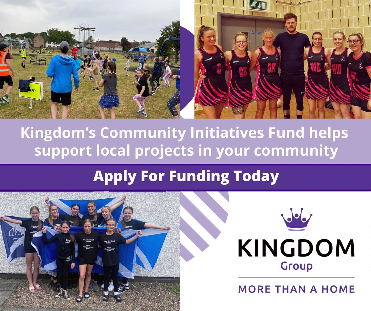 Our Community Initiatives Fund helps support local projects in your community.

That could be community events, support for sports teams, clubs and more!

You can find out more and apply for funding here: kingdomhousing.org.uk/community-invo…