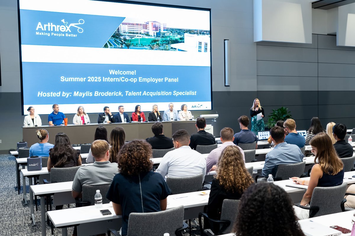 Arthrex's tweet image. #Arthrex team members from across the company shared their career journeys and advice with students at our annual Intern/Co-op Employee Panel. As part of our core value of Making People Better, we are proud to help inspire and guide the next generation of professionals.…