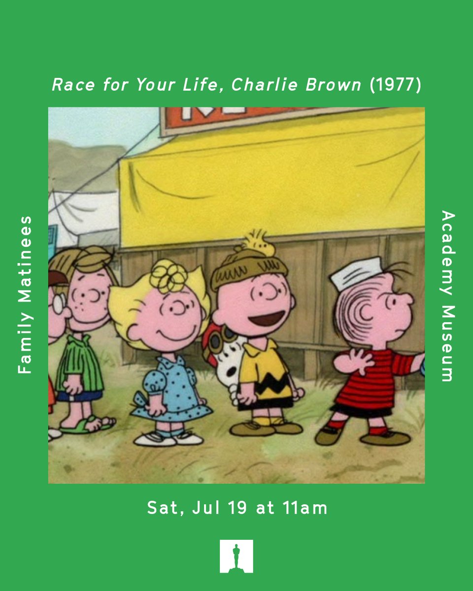 AcademyMuseum's tweet image. July 19 at 11:00AM | RACE FOR YOUR LIFE, CHARLIE BROWN
Camp, competition, and classic Peanuts charm 🍂 Charlie Brown and the gang head to summer camp for whitewater rafting, teamwork, and a little friendly sabotage.
🎟️ acadmu.se/CharlieBrown