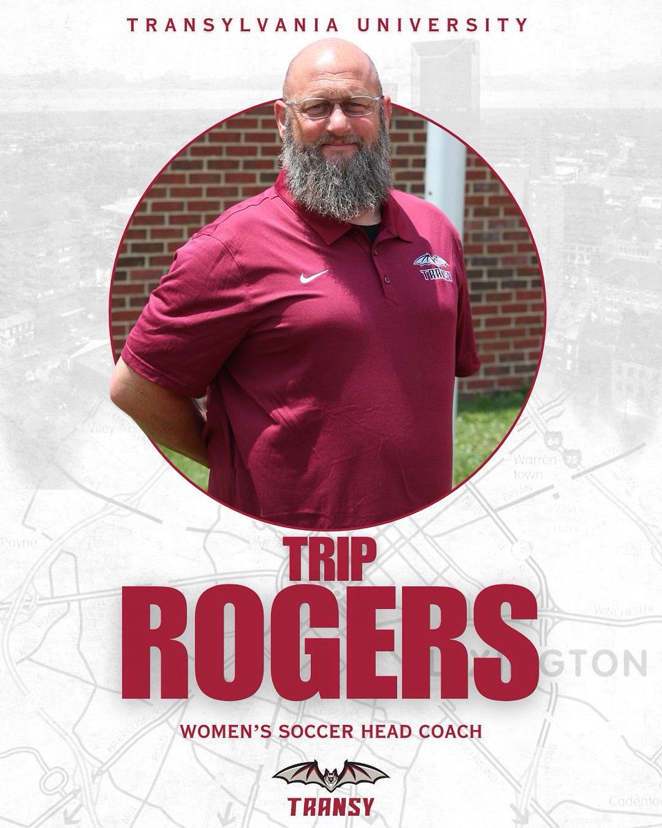 TransySports's tweet image. Trip Rogers has been named Head Coach of Transylvania Women’s Soccer @transywsoccer. 

Rogers brings over 15 years of experience to the role, across multiple divisions.

➡️ Learn more about Head Coach Trip Rogers on TransySports.com #flypios