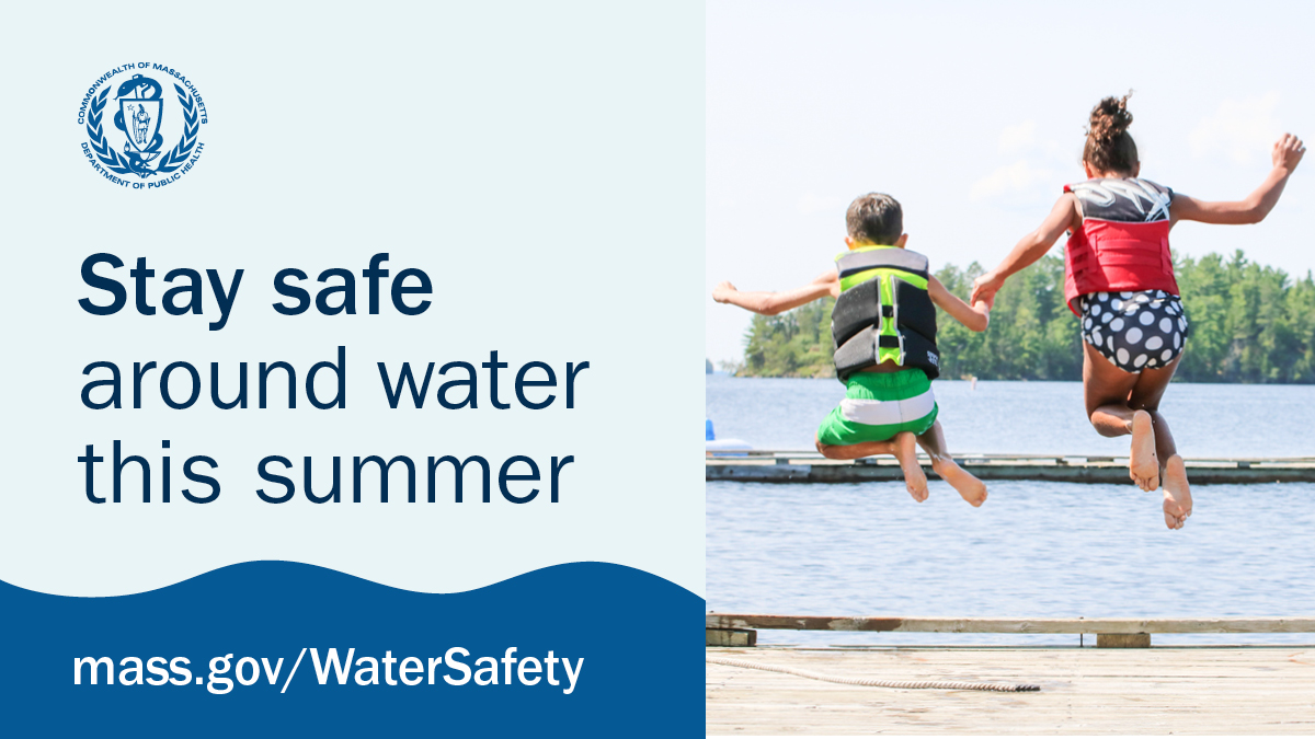 MassDPH's tweet image. Pool safety tip: keep rescue equipment (hook/life preserver) and a phone close by the pool at all times. Learn more: mass.gov/water-safety